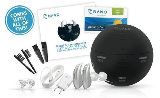 🔥 ON SALE: Buy 1 New Nano Model X2 Recharge Hearing Aid And Get The Second Ear FREE! Plus Get a FREE Portable Charging Case Worth $195!