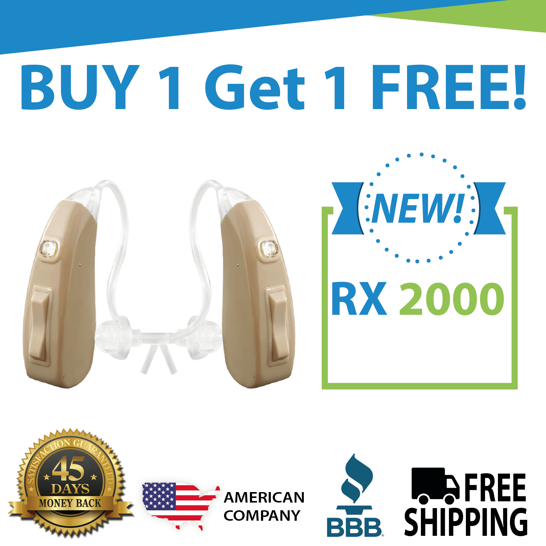 🔥 Buy 1 Get 1 FREE Sale! Buy 1 Nano RX2000 Rechargeable Hearing Aid Get The Second Ear FREE! Get an Entire Pair for Only $397!