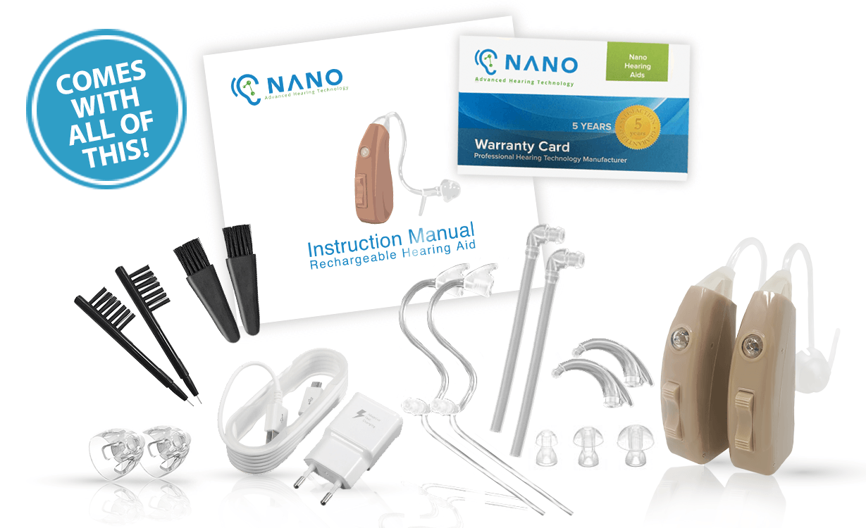 🔥 Buy 1 Get 1 FREE Sale! Buy 1 Nano RX2000 Rechargeable Hearing Aid Get The Second Ear FREE! Get an Entire Pair for Only $397! CALL NOW (800) 376-9234